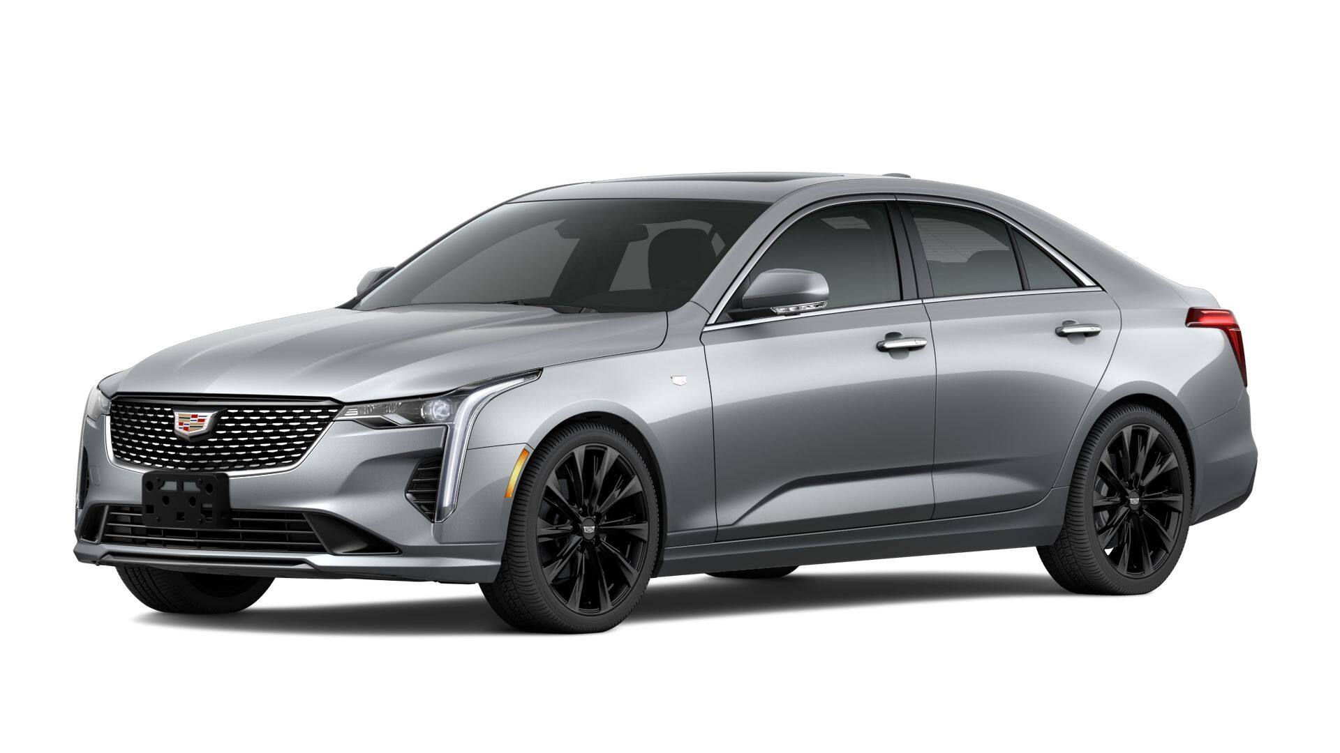 2026 Cadillac CT4 Luxury in Argent Silver Metallic — front three-quarter view