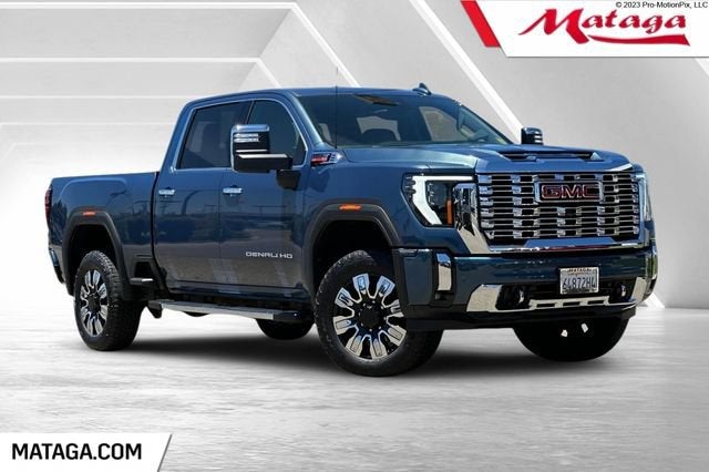 2026 GMC Sierra 2500 HD Denali in Downpour Metallic — front three-quarter view
