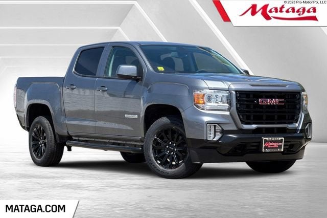 2022 GMC Canyon Elevation in Satin Steel Metallic — front three-quarter view
