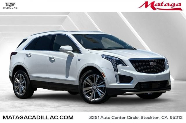 2026 Cadillac XT5 Premium Luxury in Crystal White Tricoat — front three-quarter view