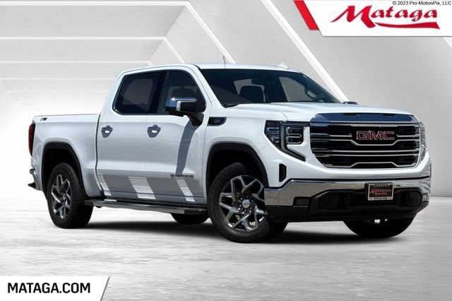 2023 GMC Sierra 1500 SLT in Summit White — front three-quarter view